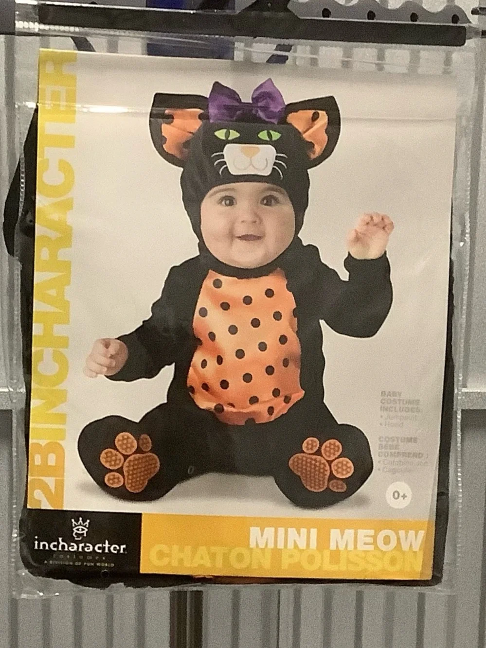 InCharacter Mini Meow Baby Cat Halloween Costume - Black & Orange size 12-18 mo